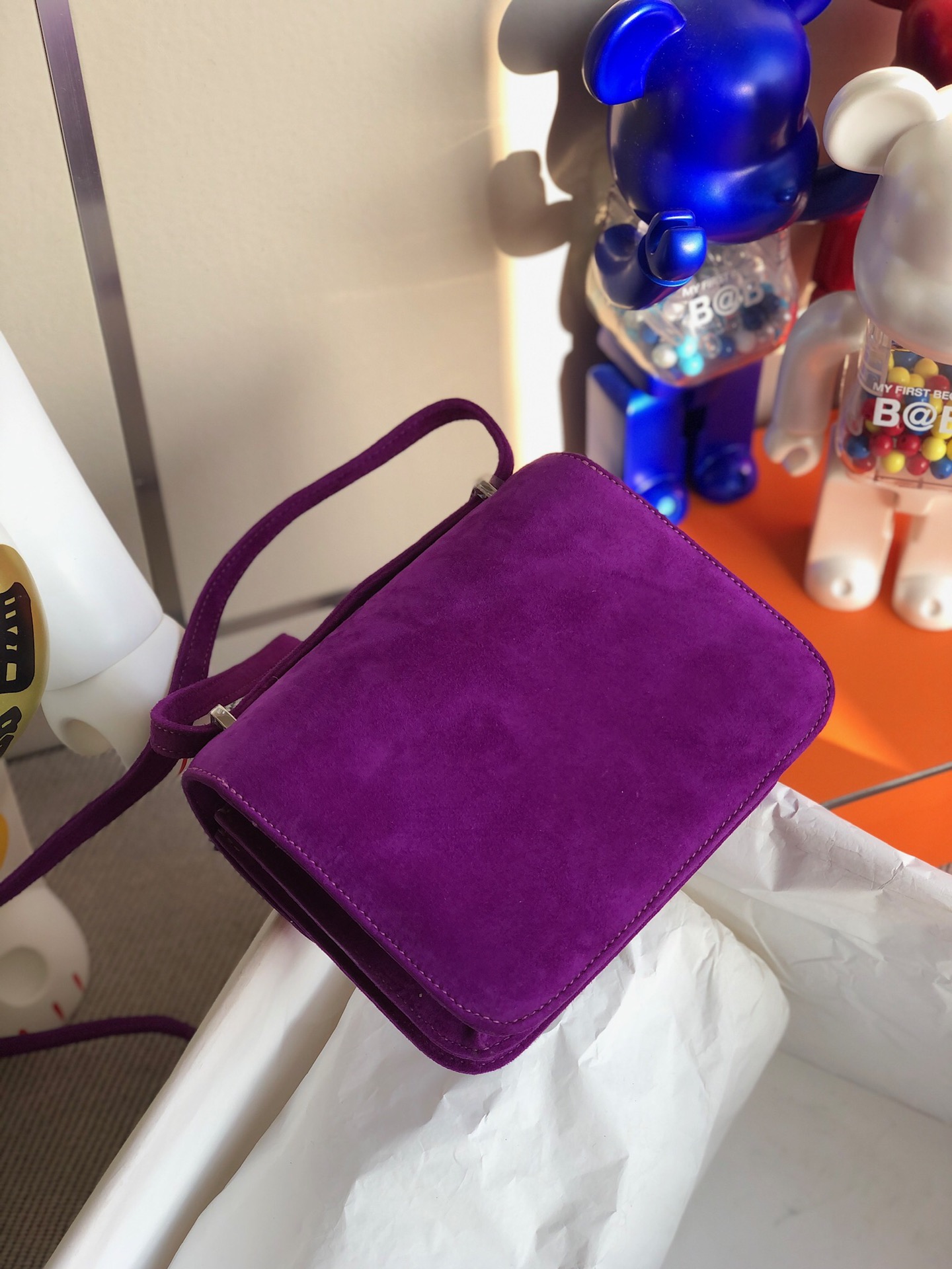 에르메스 콘스탄스 퍼플 은장 스웨이드